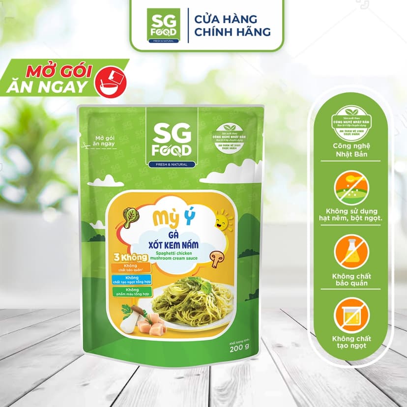 Ảnh Mỳ Ý Gà xốt kem nấm SG Food 200g 2