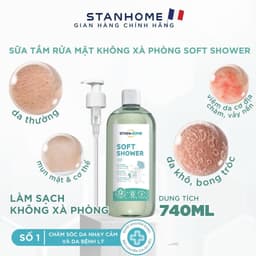 Thumbnail Sữa tắm, rửa mặt không xà phòng cho da nhạy cảm giảm ngứa,dịu kích ứng  Stanhome  Soft Shower 740ml/chai 1