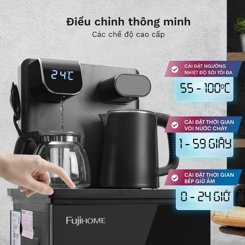 Ảnh Máy nước nóng bàn trà FUJIHOME TB110E-H Điều khiển từ xa - Cài đặt nhiệt độ sôi -Giữ ấm 50 độ 24 giờ 4
