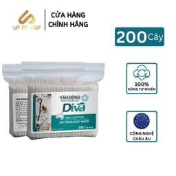 Thumbnail Tăm bông ráy tai Diva 100% Bông Tự Nhiên Túi 200 cây 1