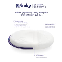 Thumbnail Gối Chống Bẹp Đầu Em Bé Rubaby, Chất Liệu Memory Foam Mềm Mại Thoáng Khí, Bảo Vệ Khung Xương Đầu Bé 1