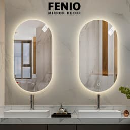 Thumbnail Gương đèn led cảm ứng FENIO hình oval bầu dục led ánh sáng trắng vàng 3 màu 1
