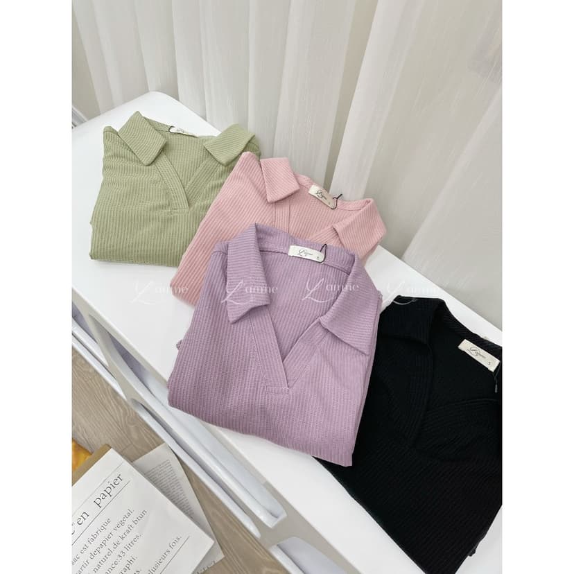 Ảnh Đầm bầu đẹp, váy bầu dáng suông RIKA DRESS, váy bầu cổ polo, chất cotton gạo co dãn 4 chiều thiết kế bới L'amme 2