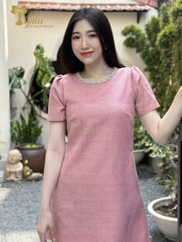 Thumbnail Váy nữ đầm dự tiệc thiết kế bigsize TIFALU Zol930PINK màu hồng dễ thương 3