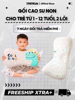 Thumbnail Gối cao su non 1989KIDS SHOP cho bé từ 1 đến 12 tuổi 2 lõi tùy chỉnh độ cao mềm mại chống lệch xương cổ, mỏi vai gáy 1