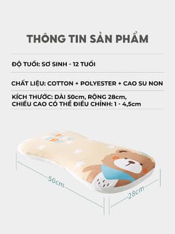 Thumbnail Gối cao su non 1989KIDS SHOP cho bé từ 1 đến 12 tuổi 2 lõi tùy chỉnh độ cao mềm mại chống lệch xương cổ, mỏi vai gáy 2