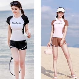 Thumbnail Bikini 2 mảnh đồ bơi nữ kín đáo phối màu trẻ trung cá tính quần đùi 2 lớp co giãn thoải mái QC siêu xịn 8131 D3T4 1