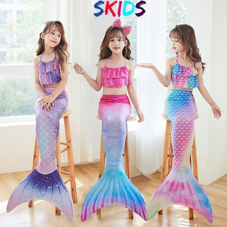 Ảnh Đồ bơi bé gái SKIDS sét đồ bơi cho bé nàng tiên cá chi tiết 3 mảnh đáng yêu cho bé đi biển chụp ảnh 1