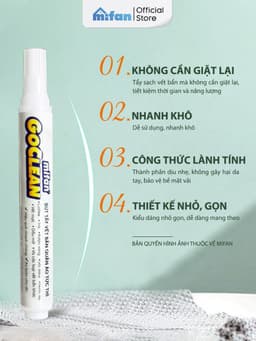 Thumbnail Bút Tẩy Vết Bẩn Quần Áo Tức Thì Mifan GOCLEAN 10ml - Không cần giặt, làm sạch nhanh, tiện lợi, an toàn cho mọi loại vải 3