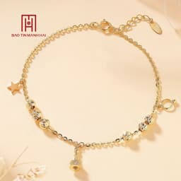 Thumbnail Lắc tay nữ vàng 10K charm tháp rơi mix bi tròn thiết kế phay cổ điển thanh lịch Bảo Tín Mạnh Hải PYLTV10KDH-402002 2