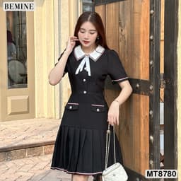 Thumbnail Đầm thiết kế cổ sơ mi ngắn tay tùng xếp ly BEMINE MT8780 3