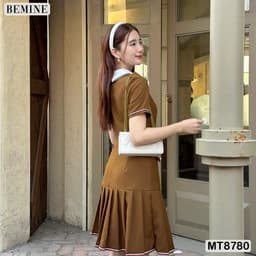 Thumbnail Đầm thiết kế cổ sơ mi ngắn tay tùng xếp ly BEMINE MT8780 4