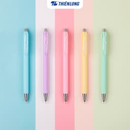 Thumbnail Hộp 5 Bút gel bi Pazto Thiên Long Smooth Ink Pen ngòi 0.5mm - Mực xanh viết trơn êm, thân bút 5 màu tone pastel GEL-B015 1