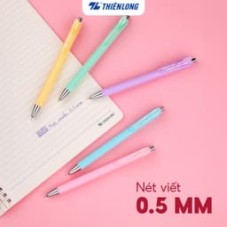 Thumbnail Hộp 5 Bút gel bi Pazto Thiên Long Smooth Ink Pen ngòi 0.5mm - Mực xanh viết trơn êm, thân bút 5 màu tone pastel GEL-B015 3