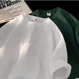 Thumbnail Áo Thun In Chữ Nổi SATURDAY NAD Unisex - Áo Phông Nam Nữ Tay Lỡ Form Rộng Chất Liệu Cotton Khô Thoáng Mát 3