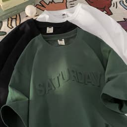 Thumbnail Áo Thun In Chữ Nổi SATURDAY NAD Unisex - Áo Phông Nam Nữ Tay Lỡ Form Rộng Chất Liệu Cotton Khô Thoáng Mát 1