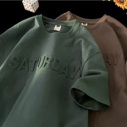 Thumbnail Áo Thun In Chữ Nổi SATURDAY NAD Unisex - Áo Phông Nam Nữ Tay Lỡ Form Rộng Chất Liệu Cotton Khô Thoáng Mát 4