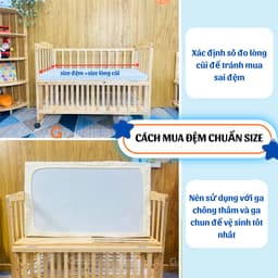 Thumbnail Đệm Cũi Cho Bé GOLDCAT Cắt May Theo Yêu Cầu, Chất Liệu Bông Ép, Độ Dày Tiêu Chuẩn 5cm, Thoáng Khí, Đàn Hồi Tốt 2