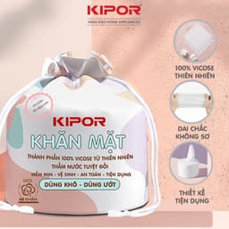 Thumbnail Khăn mặt khô đa năng Kipor dùng 1 lần lau khô, lau ướt - Kích thước 20x20 - Cuộn 60 khăn - Hàng chính hãng 2