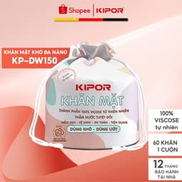 Thumbnail Khăn mặt khô đa năng Kipor dùng 1 lần lau khô, lau ướt - Kích thước 20x20 - Cuộn 60 khăn - Hàng chính hãng 1
