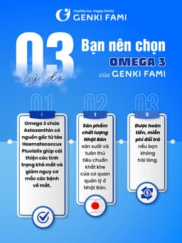 Thumbnail Omega 3 Bổ Mắt Hỗ Trợ Người Cận Thị, Tốt Cho Trí Não Tim Mạch, Astaxanthin Ngăn Ngừa Lão Hóa Genki Fami Nhật Bản 2
