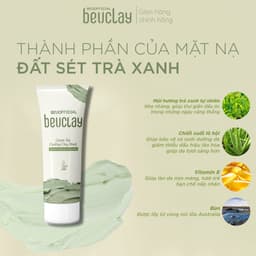 Thumbnail Mặt nạ đất sét BEUCLAY trà xanh sáng da, se khít lỗ chân lông, kiểm soát dầu 70g 3