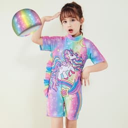 Thumbnail Đồ bơi bé gái đi biển SKIDS sét đồ bơi cho trẻ em liền thân họa tiết kỳ lân tặng kèm mũ đáng yêu 2
