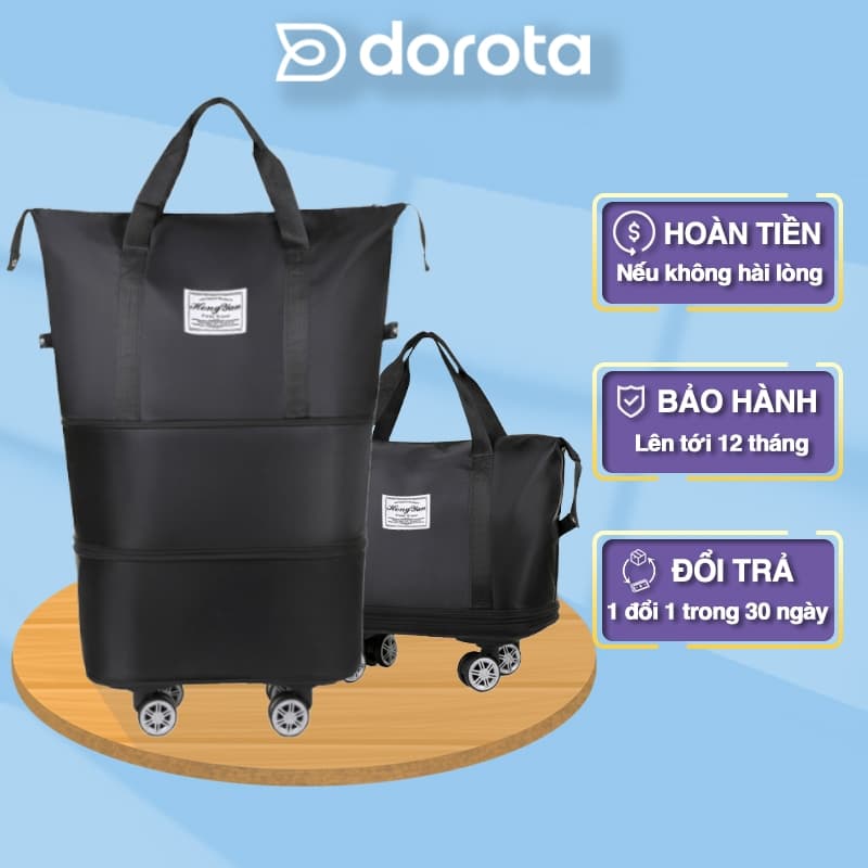 Ảnh Túi du lịch 3 tầng gấp gọn có bánh xe kích thước lớn đi dã ngoại, công tác kéo tay, cài vali 3TBX 1