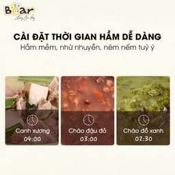 Thumbnail Combo Nồi Nấu Cháo Chậm BEAR 1.6L SUBE002 Tiếng Việt và Máy Xay Ăn Dặm 0.3L BEAR 8 Lưỡi GR-B03V8 Nấu Cháo Chưng Yến 4