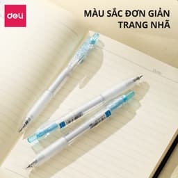 Thumbnail Bút gel bút bi nước mực xanh ngòi 0.5mm Deli, Bút bi bấm mực gel trơn tru viết sổ caligraphy 4