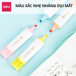 Thumbnail Bút highlight đánh dầu màu macaron Deli - Bút dạ quang đánh dấu nhớ dòng pastel mực đều nhanh khô cho văn phòng học sinh 4