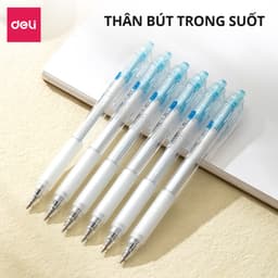 Thumbnail Bút gel bút bi nước mực xanh ngòi 0.5mm Deli, Bút bi bấm mực gel trơn tru viết sổ caligraphy 3
