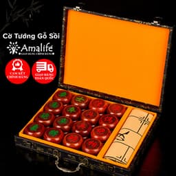 Thumbnail Cờ Tướng Gỗ Sồi Quân Cờ 4.8cm - Bàn Cờ Tướng Vải Da Lộn + Hộp Đựng Cờ Làm Quà Tặng Cao Cấp Chính Hãng Amalife - Mã VIP01 1