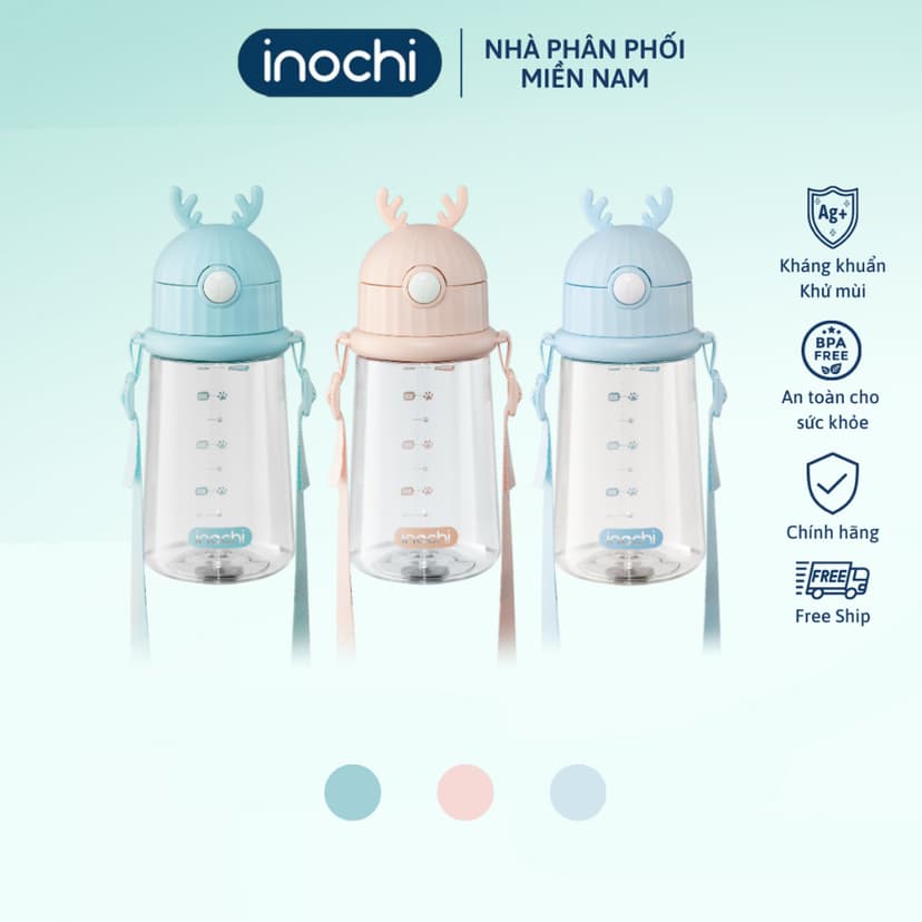 Ảnh Bình nước nhựa tritan INOCHI, bình nước cho bé, không hôi nhựa, chịu nhiệt an toàn, có tay cầm dễ di chuyển. 2
