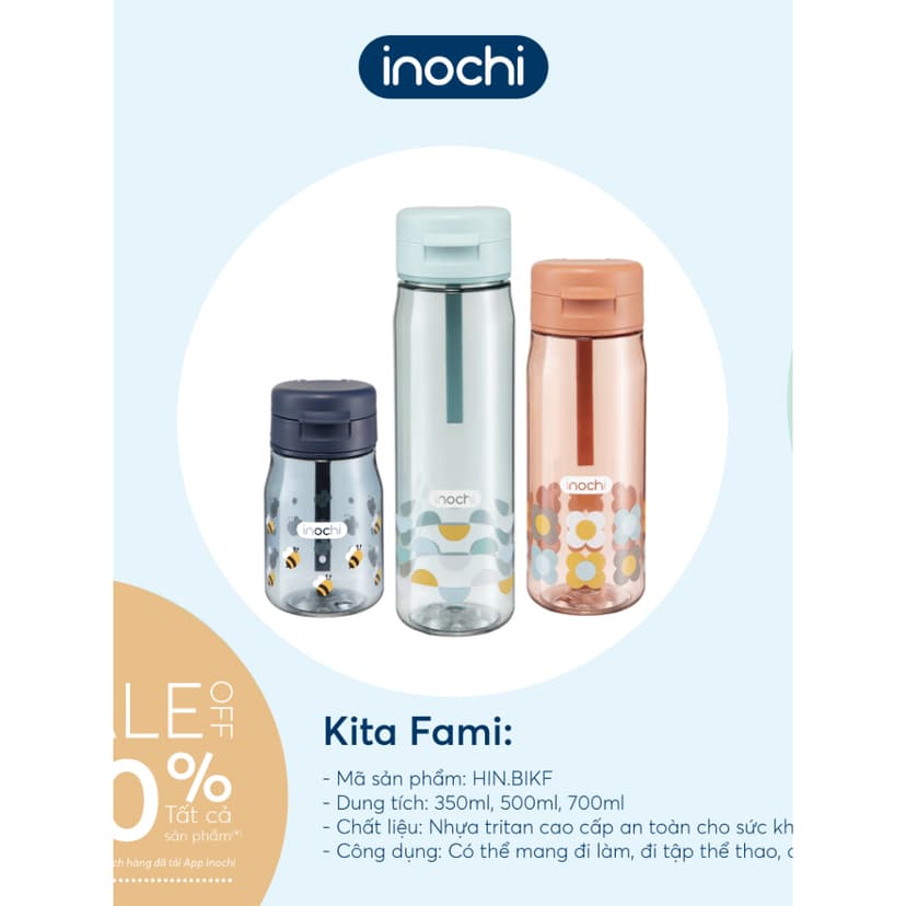 Ảnh Bình nước nhựa tritan INOCHI, bình nước cho bé, không hôi nhựa, chịu nhiệt an toàn, có tay cầm dễ di chuyển. 4