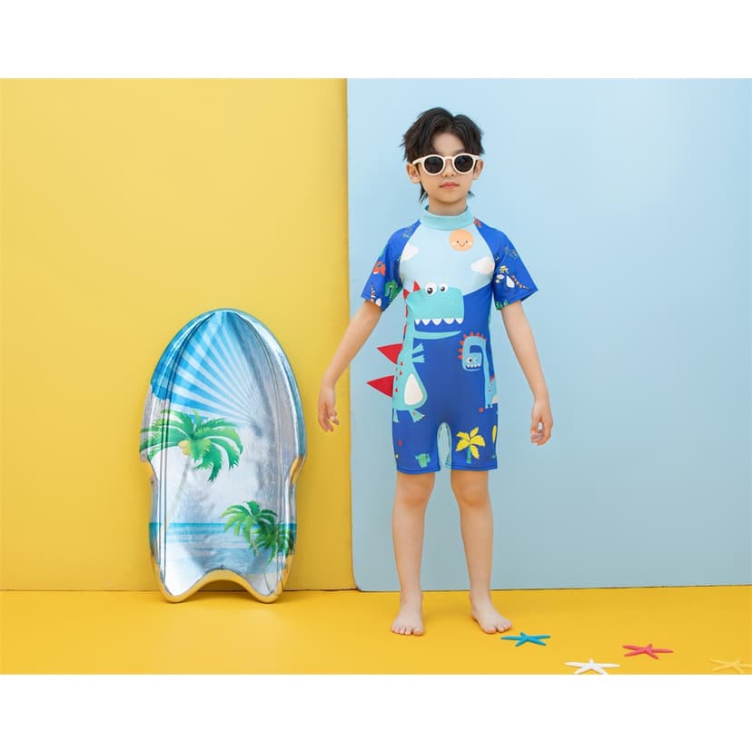 Ảnh Bộ đồ bơi bé trai liền thân SKIDS quần áo bơi cho ngắn tay cho bé đi biển họa tiết khủng long người nhện đáng yêu 4