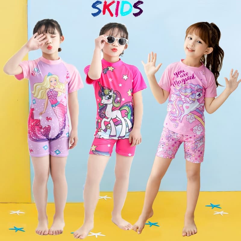 Ảnh Bộ quần áo bơi cho bé gái SKIDS đồ bơi trẻ em họa tiết công chúa kỳ lân 2 đến 10 tuổi 1