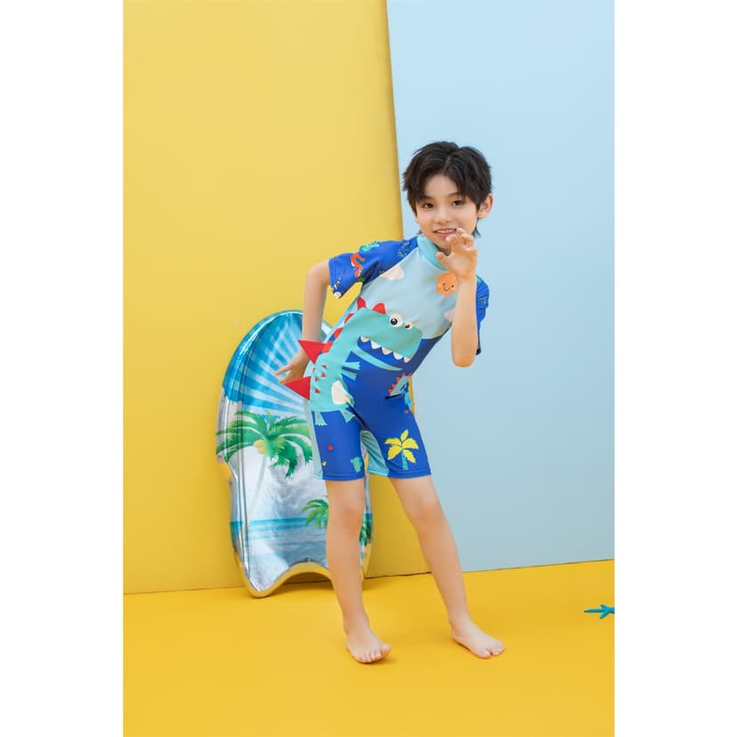 Ảnh Bộ đồ bơi bé trai liền thân SKIDS quần áo bơi cho ngắn tay cho bé đi biển họa tiết khủng long người nhện đáng yêu 3