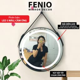 Thumbnail Gương đèn led cảm ứng treo tường FENIO viền dây da nhiều màu sắc 4