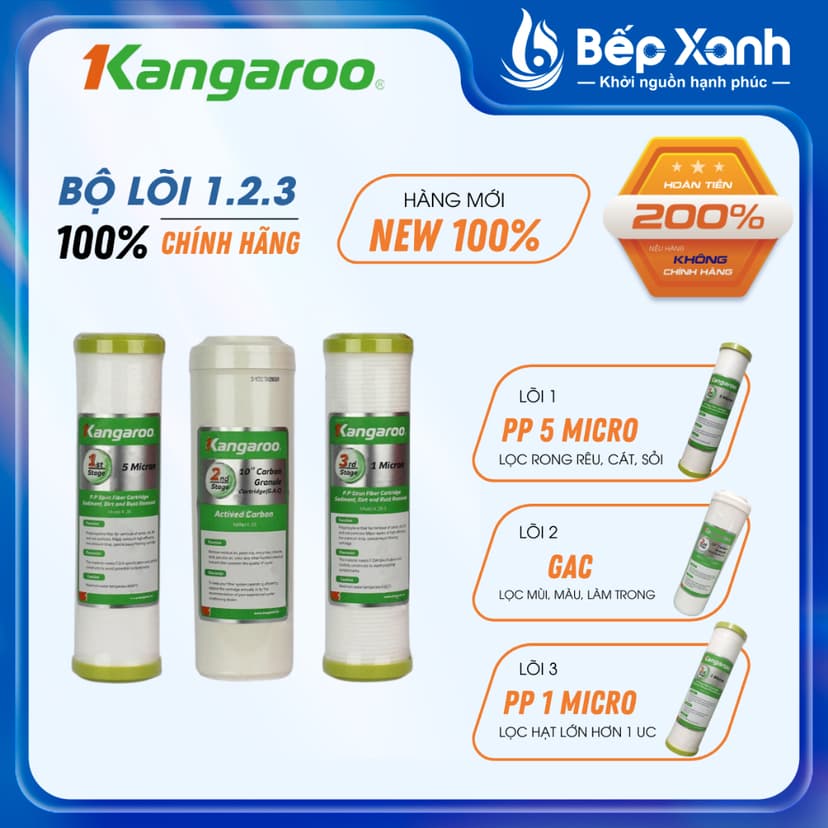 Ảnh Bộ lõi lọc thô Kangaroo số 1,2,3 - Hàng Chính Hãng 1
