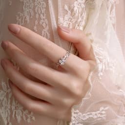 Thumbnail Nhẫn bạc 925 dành cho nữ Dế Bạc freesize cỏ 4 lá đá trắng thân cành lá oliu nhẫn hở xinh xắn - N6263 2
