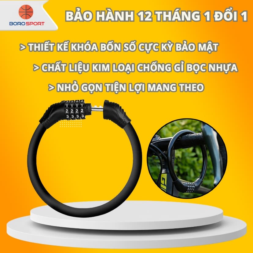 Ảnh Khóa Dây Xe Đạp Cleacco – Boro Sport | Lõi Thép Chống Cắt – Mật Mã 4 Số – Bảo Hành 12 Tháng | Mẫu Mới 2025 1