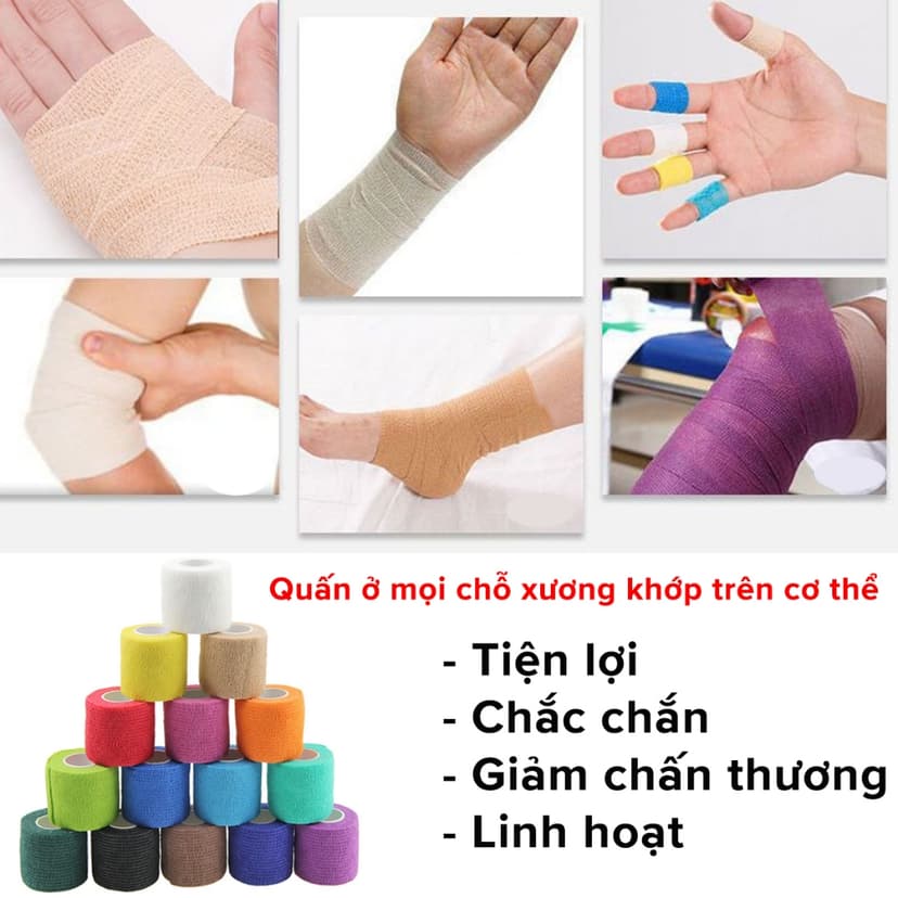 Ảnh Băng Quấn Cổ Chân, Cổ Tay Các Khớp Chơi Thể Thao Bằng Cao Su Non Tự Dính Đá Bóng, Chống Chấn Thương Chính Hãng Amalife 3