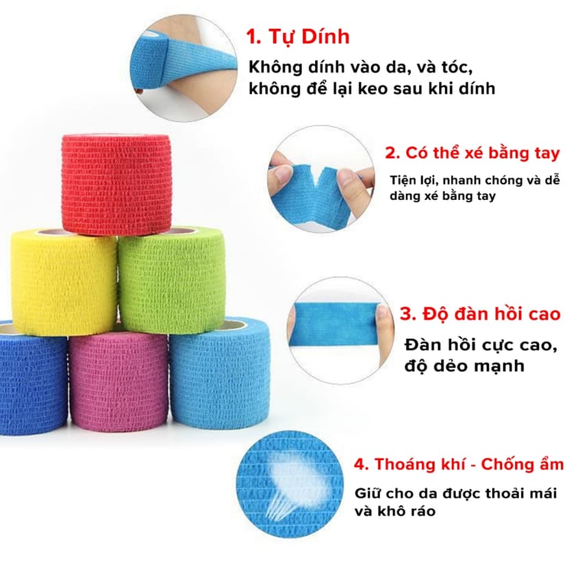 Ảnh Băng Quấn Cổ Chân, Cổ Tay Các Khớp Chơi Thể Thao Bằng Cao Su Non Tự Dính Đá Bóng, Chống Chấn Thương Chính Hãng Amalife 2