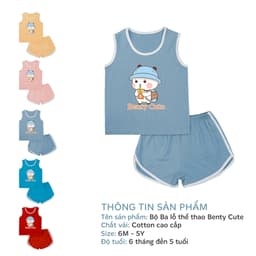 Thumbnail Ba lỗ in hình gấu cute BENTY BT071 thoáng mát, ba lỗ hè thoải mái cho bé vận động 2