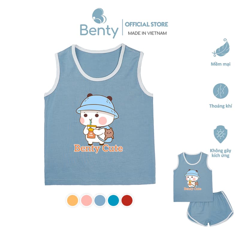 Ảnh Ba lỗ in hình gấu cute BENTY BT071 thoáng mát, ba lỗ hè thoải mái cho bé vận động 1