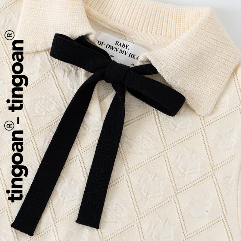 Ảnh TINGOAN® - Áo len be crop bề mặt len hoạ tiết quả trám chi tiết buộc nơ YURI YURI TOP/NUDE PHIÊN BẢN MỚI NHẤT T6/24 3
