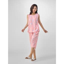 Thumbnail Bộ mặc nhà nữ WINNY kiểu sát nách quần ngố chất Lanh mềm mịn thấm hút nhanh khô 2MNLA23031S 4