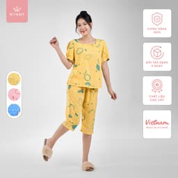Thumbnail Bộ mặc nhà nữ WINNY kiểu cộc tay quần ngố chất lanh mềm 2MNLA23052N 1