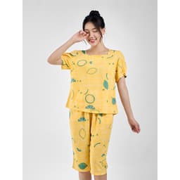 Thumbnail Bộ mặc nhà nữ WINNY kiểu cộc tay quần ngố chất lanh mềm 2MNLA23052N 4